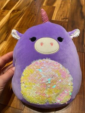 Squishmallows Purple Unicorn Plush Cuddle Buddy with Sequins